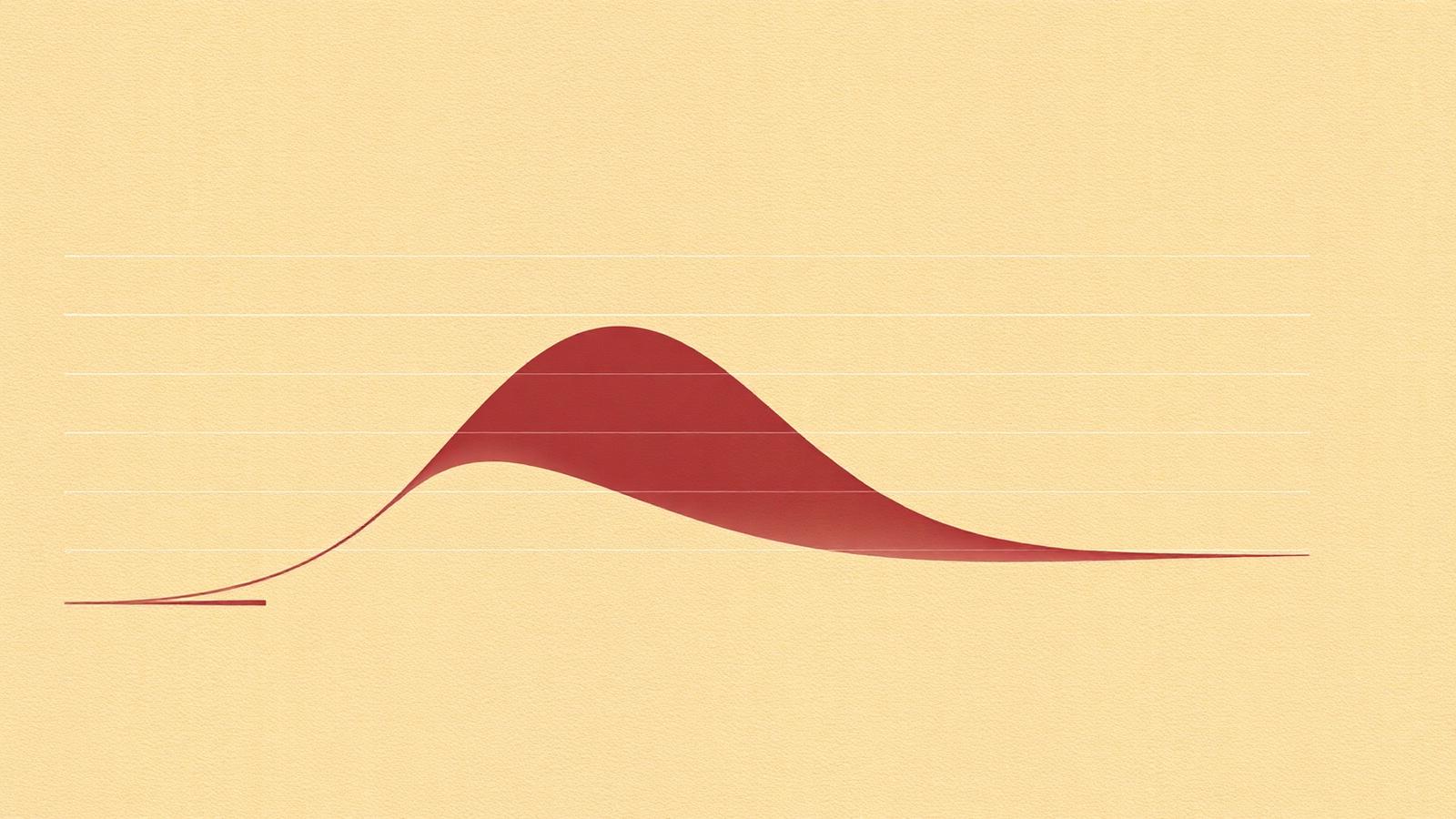 Abstract graph of decaying retention curve, editorial illustration